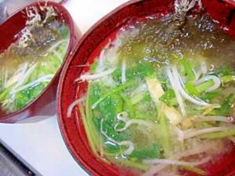 朝食レシピ　103）節約食材「もやし」のみそ汁